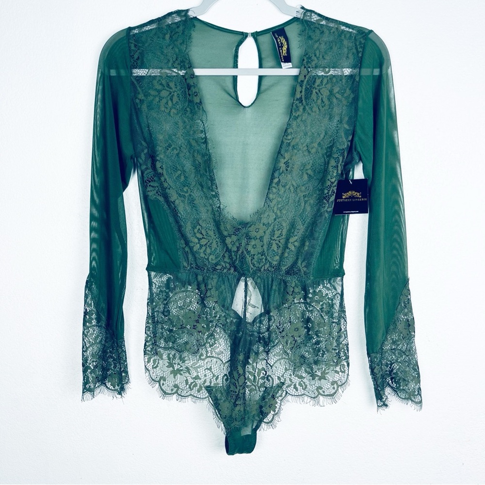 NWT just sexy lingerie size M green lace bodysuit teddy